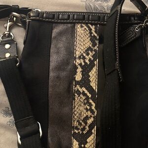 Coach Black Leather Bag with Silver Accents